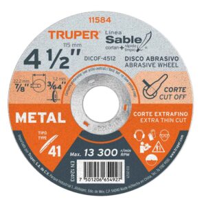Disco tipo 41 de 4-1/2" x 1.2 mm corte fino de metal, sable