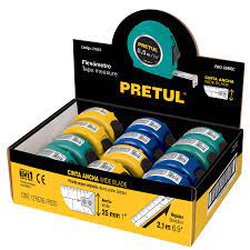 Flexómetro 5.5 m cinta 25 mm, display box con 12 pz, pretul